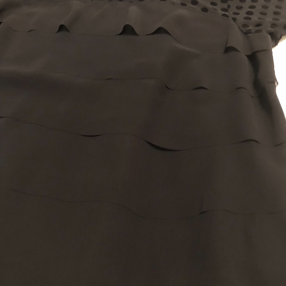 ELLE Black Ruffle Blouse with Velvet Dots - Size Small - Picture 4 of 5